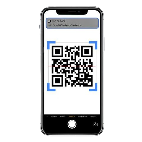Smartphone mit QR-Code zur Patientenanmeldung