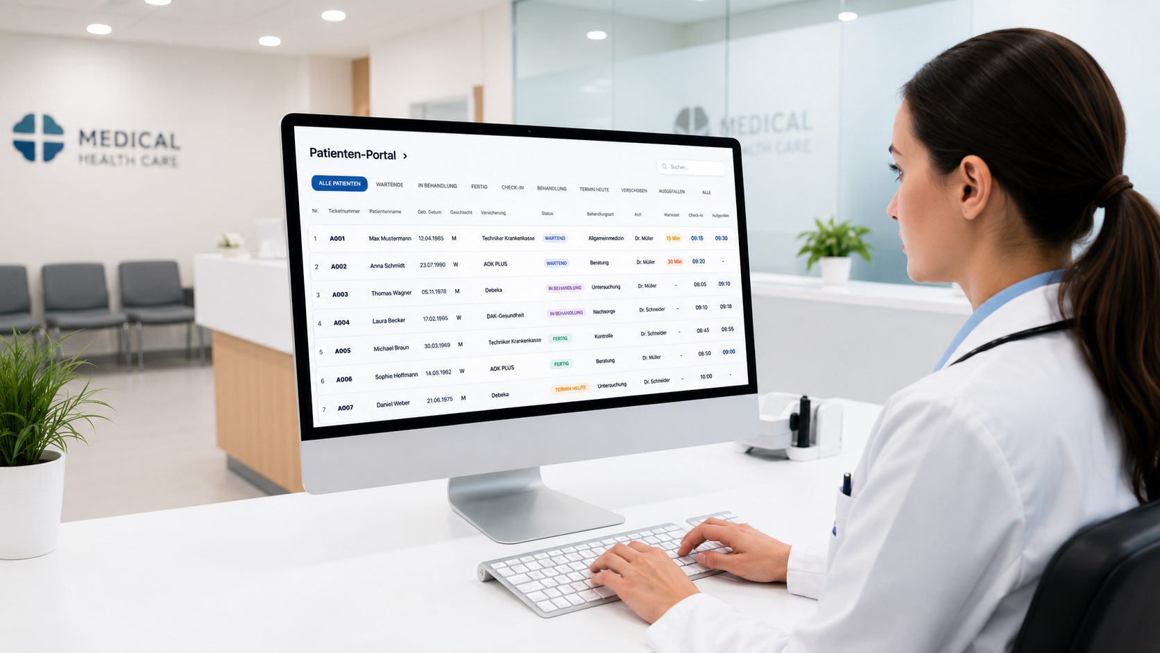 Live-Dashboard für Praxisteam und Ärzte